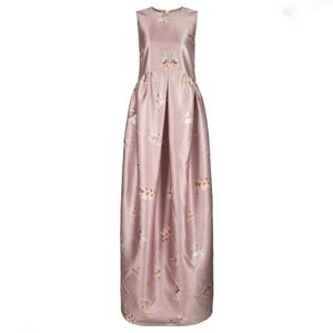 Rochas Threw Ballerina Silk Sleeveless Blush Pink Silk Maxi Dress with size 40